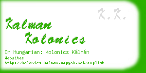 kalman kolonics business card